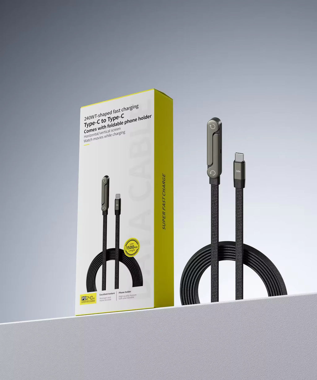 Type-C Fast Charging Cable with Built-In Stand