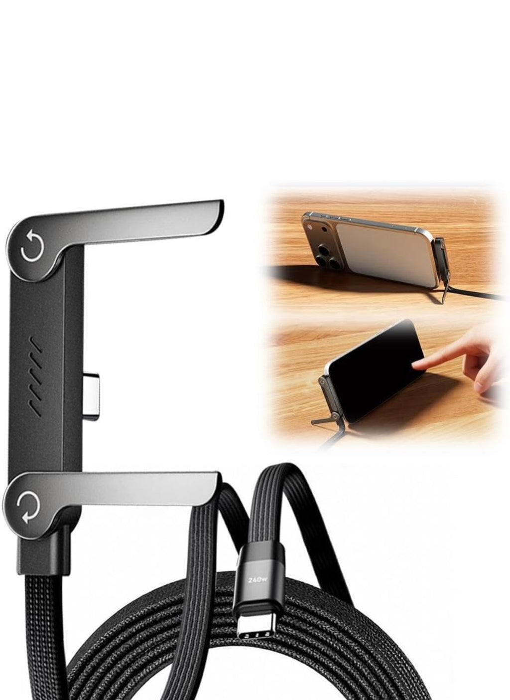 Type-C Fast Charging Cable with Built-In Stand