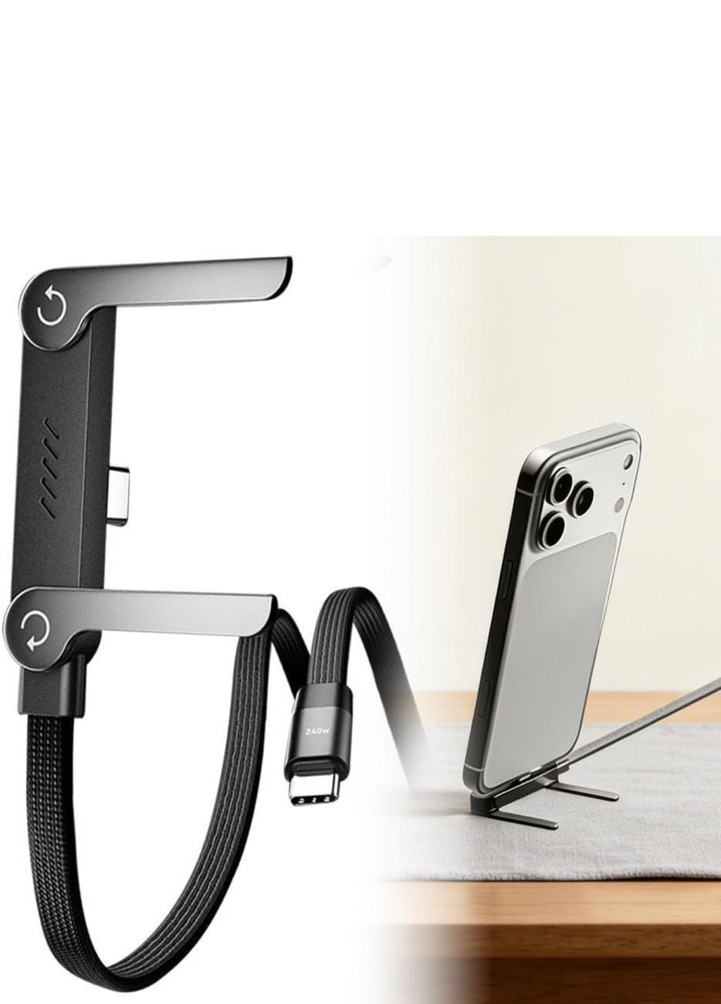 Type-C Fast Charging Cable with Built-In Stand
