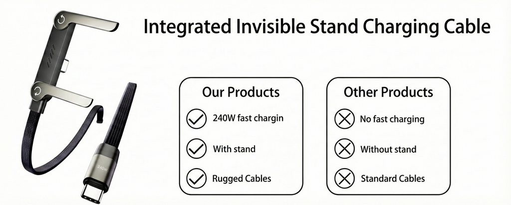 Type-C Fast Charging Cable with Built-In Stand