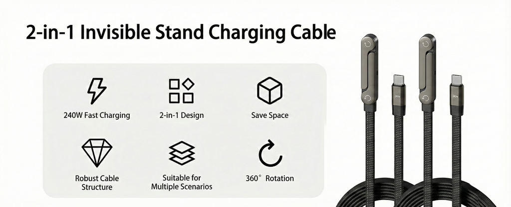 Type-C Fast Charging Cable with Built-In Stand